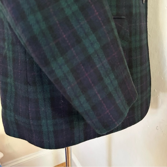Vintage Sag Harbor Black Watch Plaid Blazer Wool Blend Jacket Petite Sz L Preppy - Picture 6 of 9